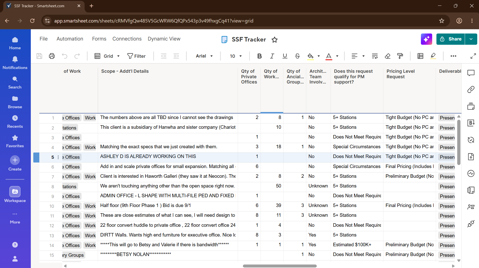 Smartsheet automation screenshot 1